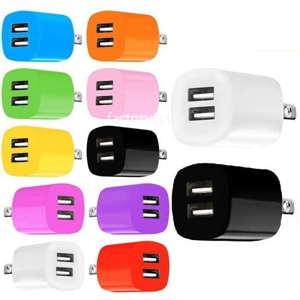 Coloré rapide 2.1A double chargeurs usb US Ac maison chargeur mural adaptateur de prise pour iphone 11 12 13 14 15 Samsung Htc F1