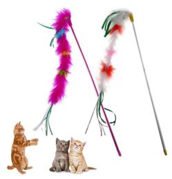 Kleurrijke veerkat teaser speelgoed bengelen staven spelen huisdierspeelgoed voor katten kitten interactief spelen pet scratcher speelgoed7710787