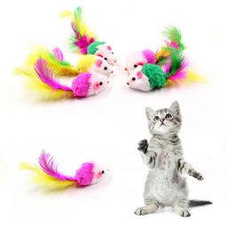 Plume colorée Grit petite souris chat jouets pour chat plume drôle jouant chien chat petits animaux plume chaton FY4654 F1031