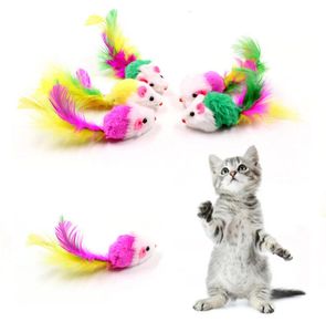 Colorido Pluma Grit Pequeño Ratón Gato Juguetes Para Gato Pluma Divertido Jugar Mascota Perro Gato Pequeños Animales Pluma Gatito FY4654 C1028