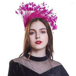 Kleurrijke veren haarhoepel Halloween Festival Prom bruiloft elegante bands hoofddeksels accessoires voor vrouwen