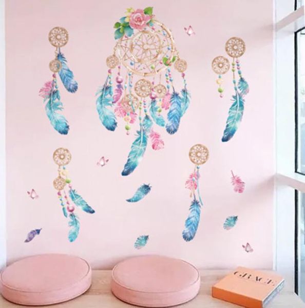 Sticker mural de plumes coloré SIMUMITION DROYCATCHER MURS DÉCACTIONS DIY DÉCORME HOME MUR MURMURE Affiche Affiche Art Decor3473190