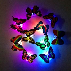 Papillon à fibres optiques colorées Nightlight 1W LED papillon pour salle de mariage Pâte de la fête de la fête de la fête de nuit sur les feux muraux NL009