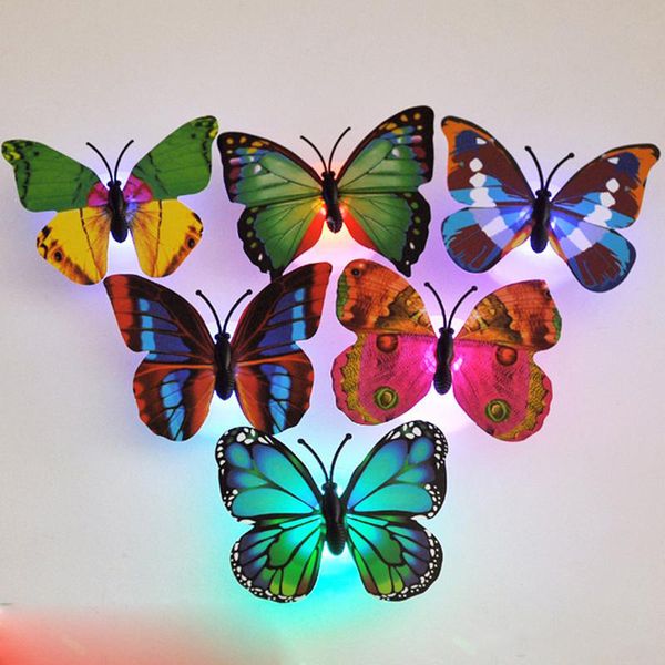 Veilleuse papillon à fibre optique colorée LED veilleuse papillon pour salle de mariage veilleuse pour chambre d'enfants