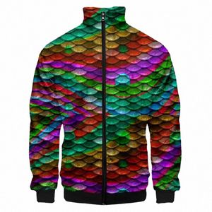 Écailles de poisson colorées Vague Veste Col Montant Vêtements Hommes 3D Hip Hop Vêtements Persalité Veste À Glissière Hommes Dropship Sportswear c1gI #