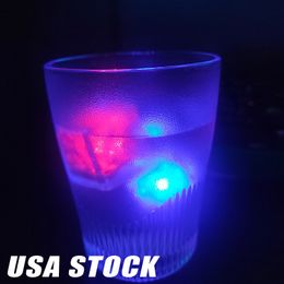 Kleurrijke flash led ijsblokjes diy watersensor multi -kleuren veranderen licht ijs kubussen kerst led party kerstdecor usalights