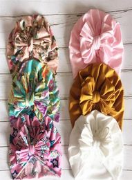 Coloré Floral Turban Bowknot Bonnets Bébé Chapeau Bébé Head Wraps Coton Gros Arc Garçon Fille Casquettes Hat298g5599444