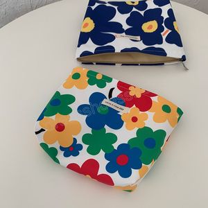 Bolsa de cosméticos de gran capacidad con flores coloridas, bolsa de viaje para cosméticos, estuches de almacenamiento de belleza, organizador de maquillaje, bolsos de mano