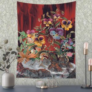 Peinture d'huile de fleur colorée mur de tapisserie suspendu inspirant de style européen Dormitory Living Room Mural Decor