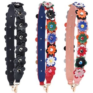 Kleurrijke bloemen mode schouderbanden voor tassen bagageband hoogwaardige lederen handgrepen voor handtassen meerdere kleuren282F