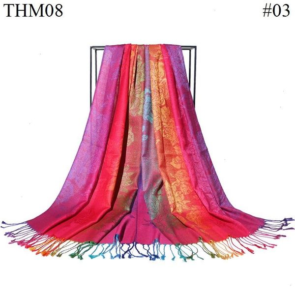 Fleurs colorées Jacquard hiver coton écharpe dame conception enveloppement chaud Pashmina écharpes femmes châle femme bohême Foulard Hijab