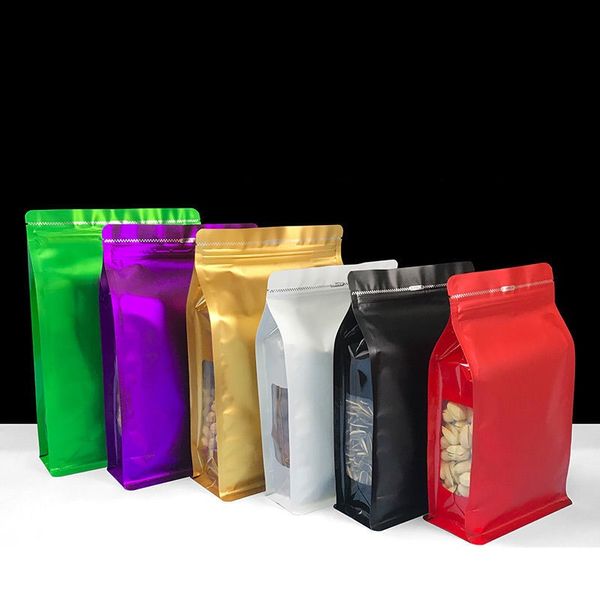 Bolsas con cierre hermético para envasado de alimentos de colores, bolsas con cierre hermético de papel de aluminio selladas para caramelos, nueces de té, almacenamiento de frijoles, bolsa con cierre hermético reutilizable