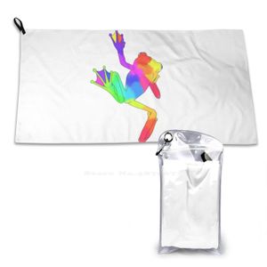 Serviette de plage en microfibre grenouille colorée à séchage rapide serviette de plage grenouille Animal animaux arc-en-ciel Homo bisexualité amphibien heureux illusion femme