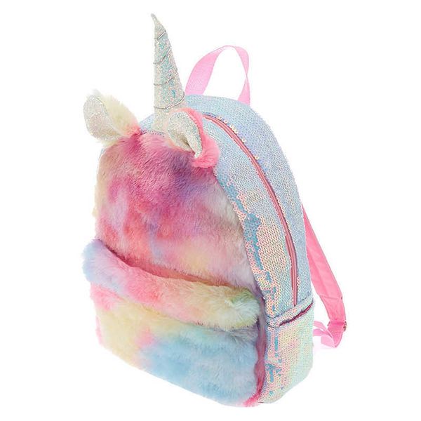 Colorful Fur Unicorn Estudiantes Mochila Mermaid Sequínas Bolsas escolares de niños Mini mochila para adolescentes Bolso de libro de niñas x0529