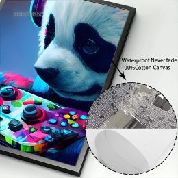 Colorido controlador de juego Carteles de arte pop e impresiones jugador de panda mango de juego de juego Pintura de cuadros wall art