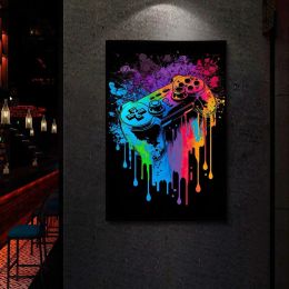Colorido controlador de jugadores Gaming Monkey Pop Art Canvas Carteles y estampados Pintura de arte de pared de juegos geniales