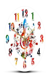 Coloré gclef tremble symbole with music notes wall horloge créative rythmique orné décor intérieur mélodie signe musical art mur wather8138880