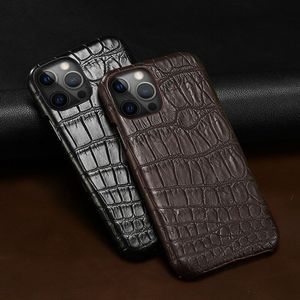 Étuis colorés en cuir de crocodile véritable pour iPhone 14 Pro Max 13 12 11 Couverture en peau d'alligator