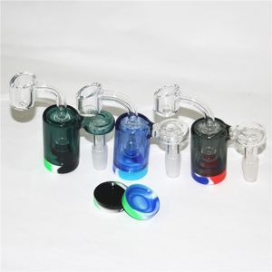 Kleurrijke glazen asvanger voor waterpijpbongen 90 45 graden 14mm Glas Ashcatcher Bubbler Bong Oil Rigs met Siliconen Container Quartz Banger