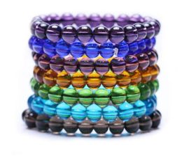 Perles de verre colorées Bracelet de perles transparentes pour femmes homme mode Simple classique Bracelet unisexe GB13726848560