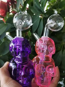 Nuevo Skull Glass Bubbler Hookahs Accesorio Glass Water Pipes Smoke Oil Burner Pipe Dab Rigs Color aleatorio