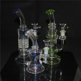 kleurrijke glazen bong recycler dab rig booreiland glas water pijp 10 inch fab ei onstuimige glas bubbler met 14mm kom