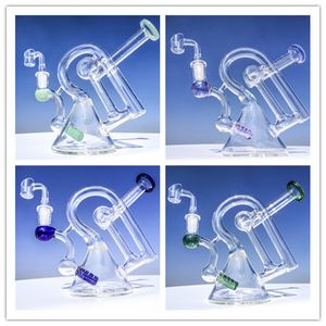 Bongs en verre coloré recycleur Dab Rig épais bécher Bong fumer narguilé 14mm Joint avec Banger verre Bong pas cher verre eau Bongs