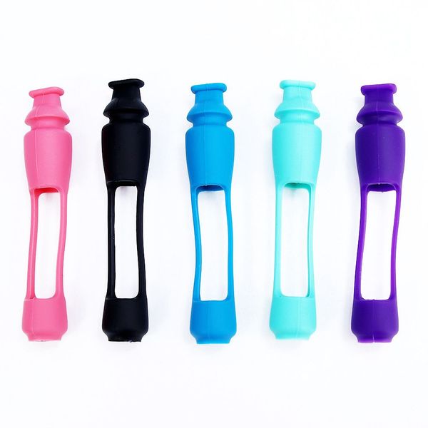 Bongs de vidrio de colores para fumar Tubos de gel de silicona Cuchara Tubo de mano de vidrio Pyrex Quemador de aceite Hierba seca Accesorios para fumar