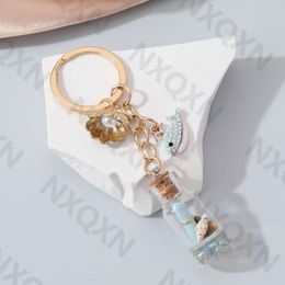 Coque en verre coloré coquille étoiles de mer Fish Kead Ocean Dreamy Key Ring For Women Girl Friendship Gift Handley