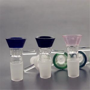 Kleurrijke glazen kom 14 mm mannelijke handgreep stukjes waterpijp bong kommen trechter gewricht downstem rook accessoires pijp bongolie dab rigs