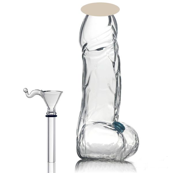 Narguilés 20CM Le Pipe À Eau Pénis Mâle Bong En Verre De Haute Qualité Avec Dégagement De La Tige En Bas Pour Fumer Des Bongs D'herbes Sèches