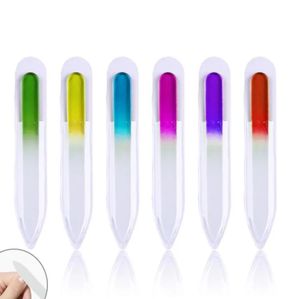 Limas de uñas de vidrio de colores Lima de cristal de vidrio duradero Tampón de uñas Cuidado de uñas Herramienta de arte de uñas para 9 cm 14 cm Herramienta de esmalte UV de manicura dh500