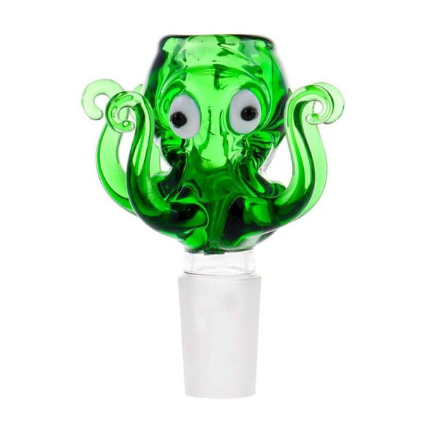 Tazón de pulpo de vidrio colorido 14 mm Cachimba masculina Agua gruesa Bong Cuencos Pieza para pipas para fumar hierba de tabaco