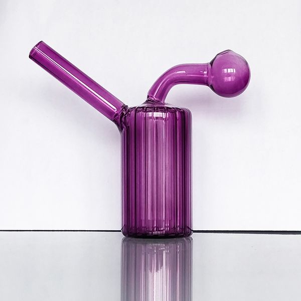 Barboteur de brûleur à mazout en verre coloré Bong à eau pour fumer intégré Plate-forme pétrolière incurvée Pipe Tabac Bol rouge jaune bleu vert violet transparent Narguilé chicha Accessoires