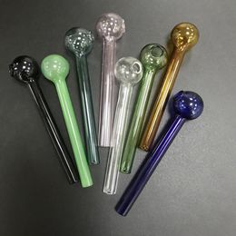 Kleurrijke glazen olie brander pijp roken tubes 3,9 inch lengte dikke pyrex draagbare glazen hand pijpen roze blauwgroene duidelijke tabak waterpijp shisha rook accessoires hulpmiddelen