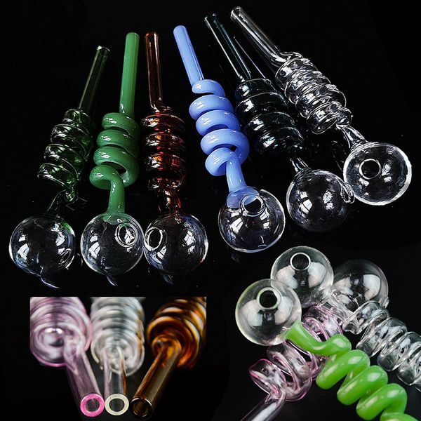 6 pulgadas Pyrex Glass Oil Burner Pipes Mini Small Spoon Pipe Borosilicate Spring Bubblers Handpipes Ball Balance Accesorios Accesorios para fumar