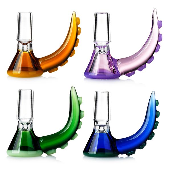 Bols de fumer en verre colorés 14 mm bol mâle bols en verre avec poignée bols de tabac pour tuyaux en verre bangs d'eau gréement fumer les bols de tabac