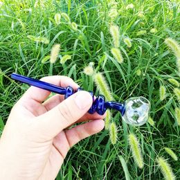 Tuyaux de fumée en verre coloré Tuyaux de brûleur à mazout en verre Pyrex Tubes hélicoïdaux Tuyau de brûleur à mazout en verre Accessoires pour fumeurs Huile Dab Rigs Couleur aléatoire