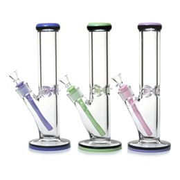 Pipeaux de tabac en verre coloré RIGNE DAB - 12 pouces Pipe d'eau de narguilé avec 3 pincements de glace, 9 mm d'épaisseur, idéal pour concentrer les huiles