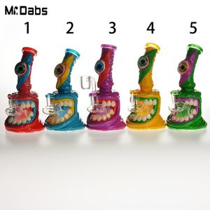 Kleurrijke glazen waterpijp 6,5 inch Hoogte roken met 4 mm kwarts banger 14 mm vrouwelijke gewricht voor Dab Rig Oil Rigs Hookahs