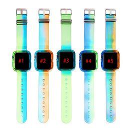 Kleurrijke gradiëntcase en riem voor Apple Watch Series 6 5 4 SE Siamese Mode Horlogeband Iwatch 44mm 42mm 40mm 38mm Smart accessoires