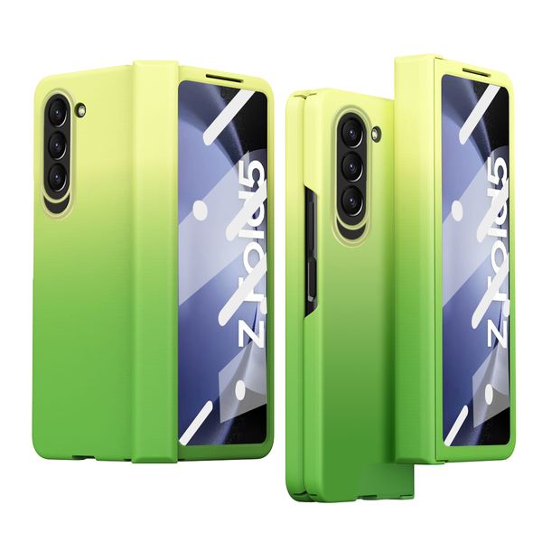 Estuches degradados coloridos para Samsung Galaxy Z Fold 5 Estuche Plástico mate Bisagra Protección Película Cubierta de pantalla