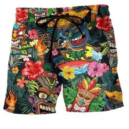 Kleurrijke graffiti 3D -geprinte surfplank Shorts Cool Summer Street Hip Hop Swim Trunks For Men Kids Vacation Beach Shorts 240411