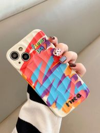 Colorido Graffiti Divert Day Case de teléfono 3D para iPhone 13 Pro Max 11 12 14 más Silicone IMD Wave de silicona encantadora