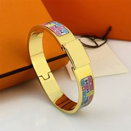 Coloré Graffiti Or Bracelet Femmes En Acier Inoxydable Couple Bracelet Bijoux De Mode Saint Valentin Cadeau pour Petite Amie Accessoires En Gros