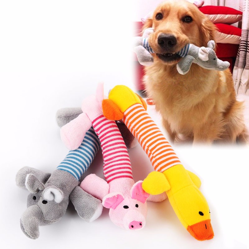 Brinquedos do cão Moda adorável Stripe Porcos patos elefantes interessante brinquedos de Pelúcia favorito do cão Brinquedos de som