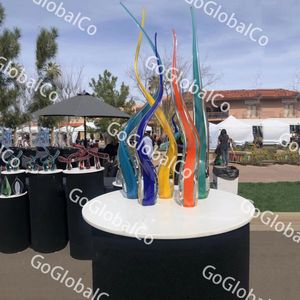 Lampadaire d'herbe colorée Artisanat en verre soufflé à la main Sculpture en verre de Murano pour jardin Décoration d'art à la maison Bleu Jaune Orange Turquoise Couleur 60 à 70 cm