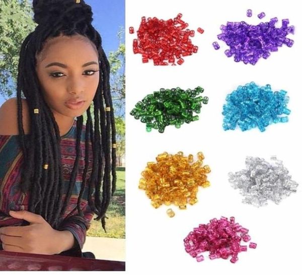 Salons de cheveux colorés perles dreadlocks Clain de poignée de cheveux ajusté Clip de manche de 10 mm Micro anneaux pour dreadlocks3647011