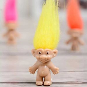 Muñeca Troll de pelo colorido miembros de la familia papá mamá bebé niño niña Leprocauns Dam Trolls juguete para regalo 2023