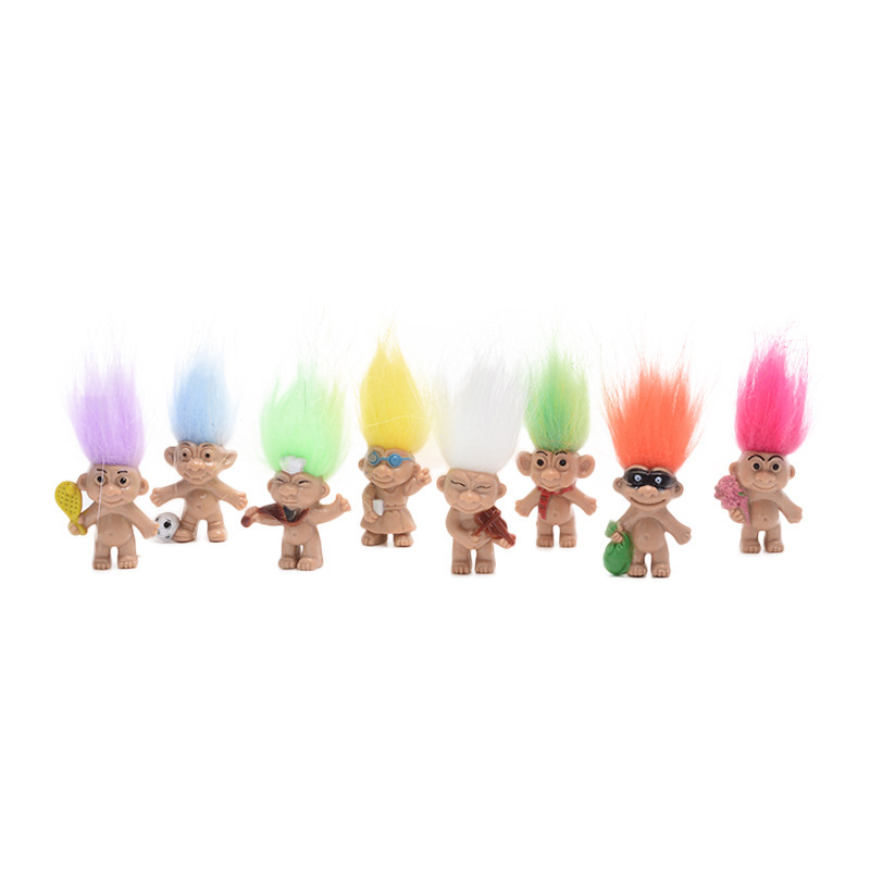 Bunte Haare Troll Puppe Familienmitglieder Papa Mama Baby Junge Mädchen Leprocauns Dam Trolle Spielzeug Geschenke Happy Love Family